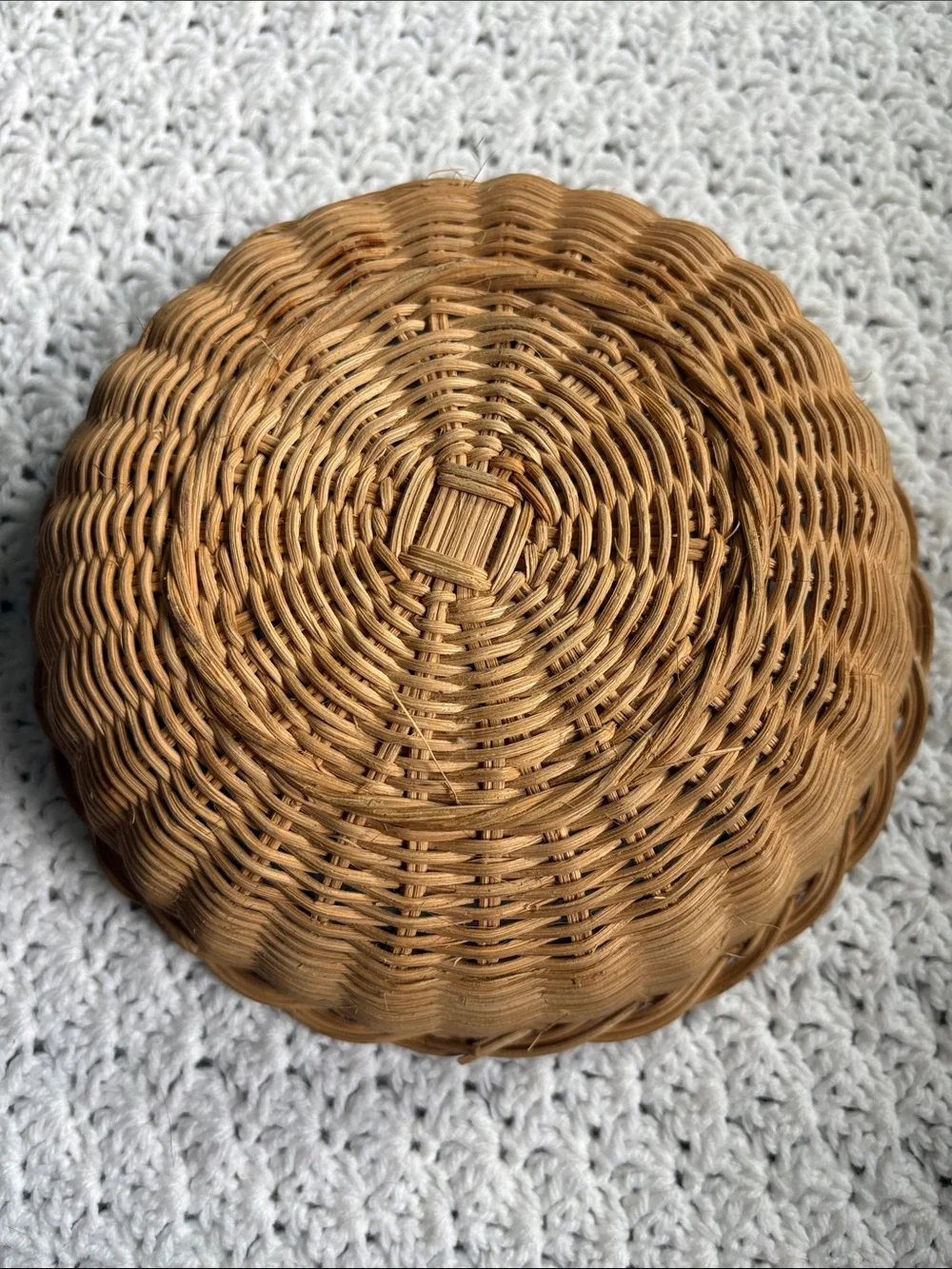 Vintage Boho Woven Round Wicker Natural Brown Decorative Basket Home Accents 3